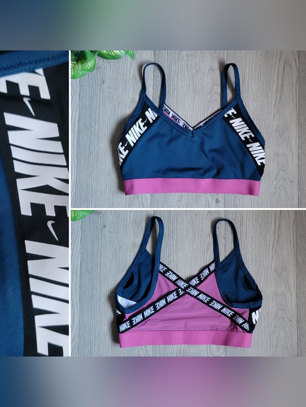 Nike Indy Light Support Mesh Back Criss-Cross Strap Sport Bra Pink & Blue, Small